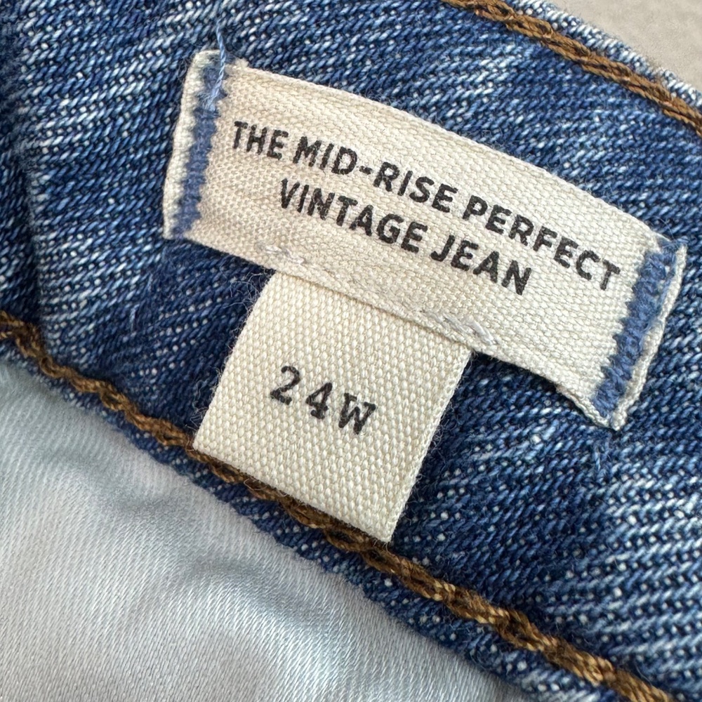 Madewell Womens Mid-Rise Perfect Vintage Ainsdale Wash Jeans Knee-Rip Plus 24W - Picture 5 of 16